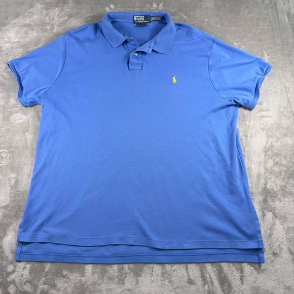 Polo Ralph Lauren Other - Polo Ralph Lauren Mens XXL Custom Fit Blue Short Sleeve Yellow Pony Polo Shirt